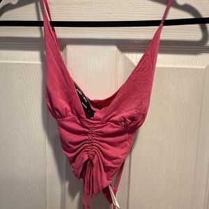 Silence + Noise Pink Ruched Camisole